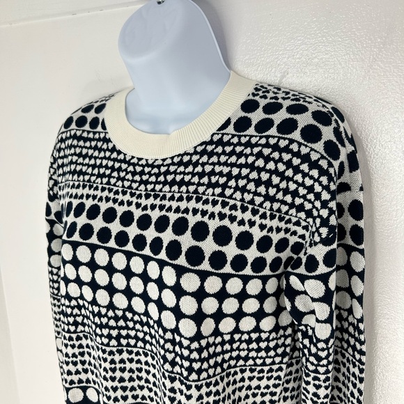 LOFT NWT Heart Dot Crewneck Sweater Size XS‎ White Navy Office Valentines Day - Picture 4 of 12